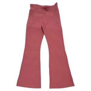 PINSPARK | Flare Ribbed High Waisted Pink Leggings with Pockets | Size L | NWOT